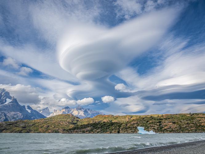 Lenticular Cloud over the Patagonian Ice fields w - Cheryl Wilkes