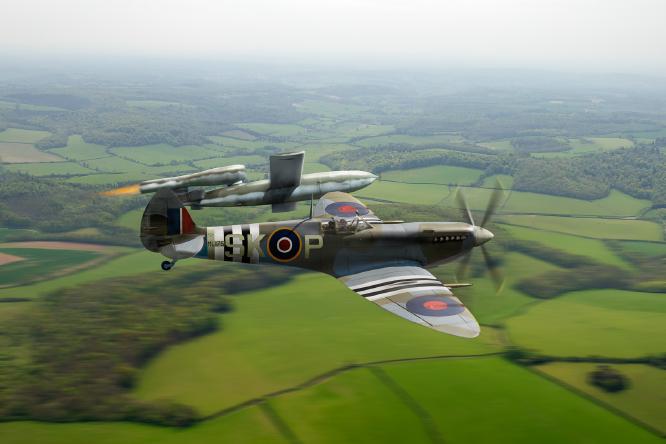 RAF Spitfire 'tipping' V1 flying bomb - Gary Eason