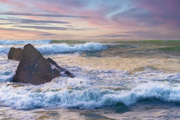 Waves and rocks at sunset - Peter Pangbourne
