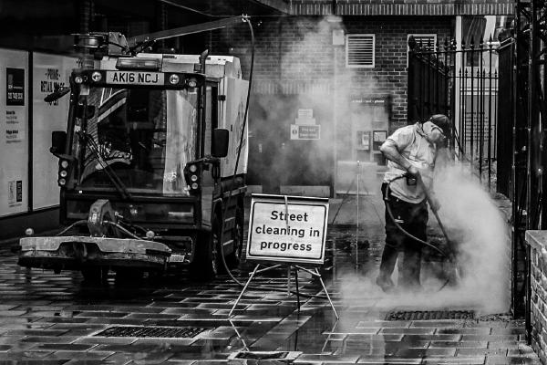 Street Cleaning in Progress - David Cross