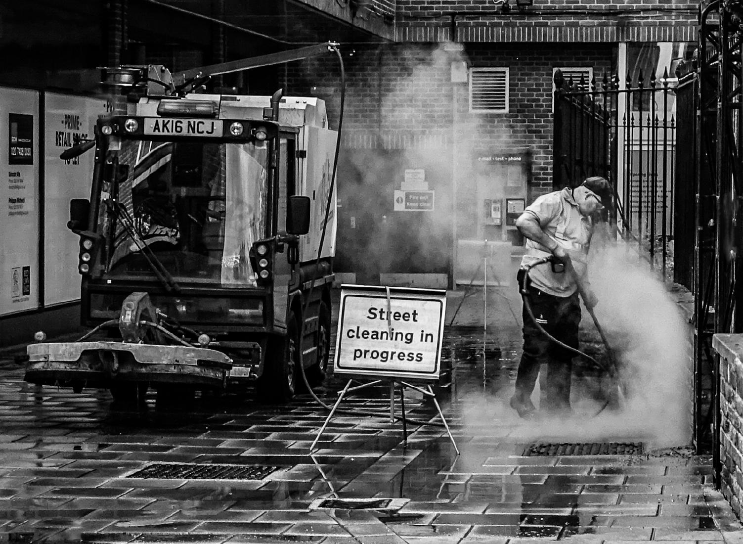 Street Cleaning in Progress - David Cross