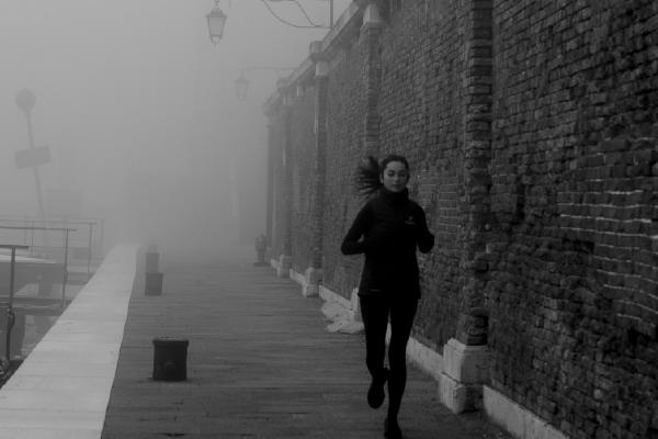 Misty morning jogger - Jean Taylor