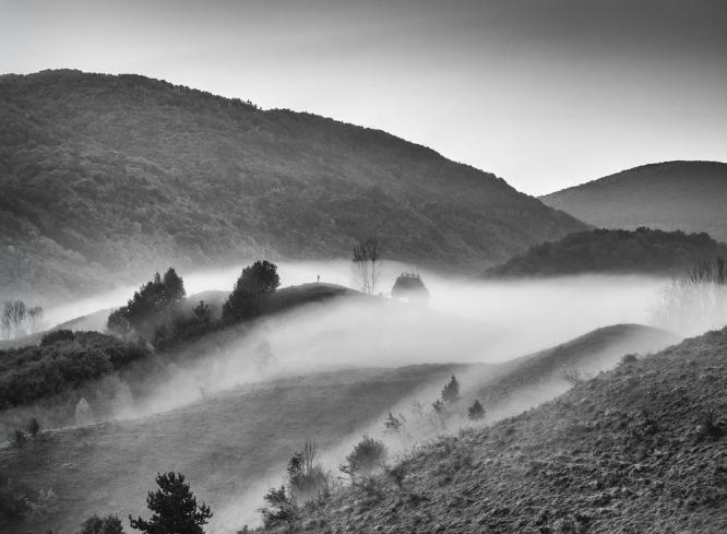 Early morning mist Apuseni Mountains Romania (%!s(<nil>)) -